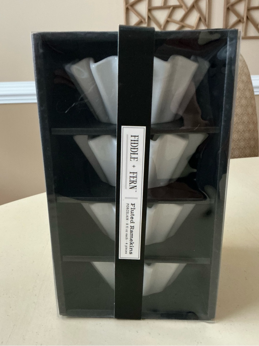Set/4 NWT White Fluted Ceramic Sauce / Dessert Ramekins